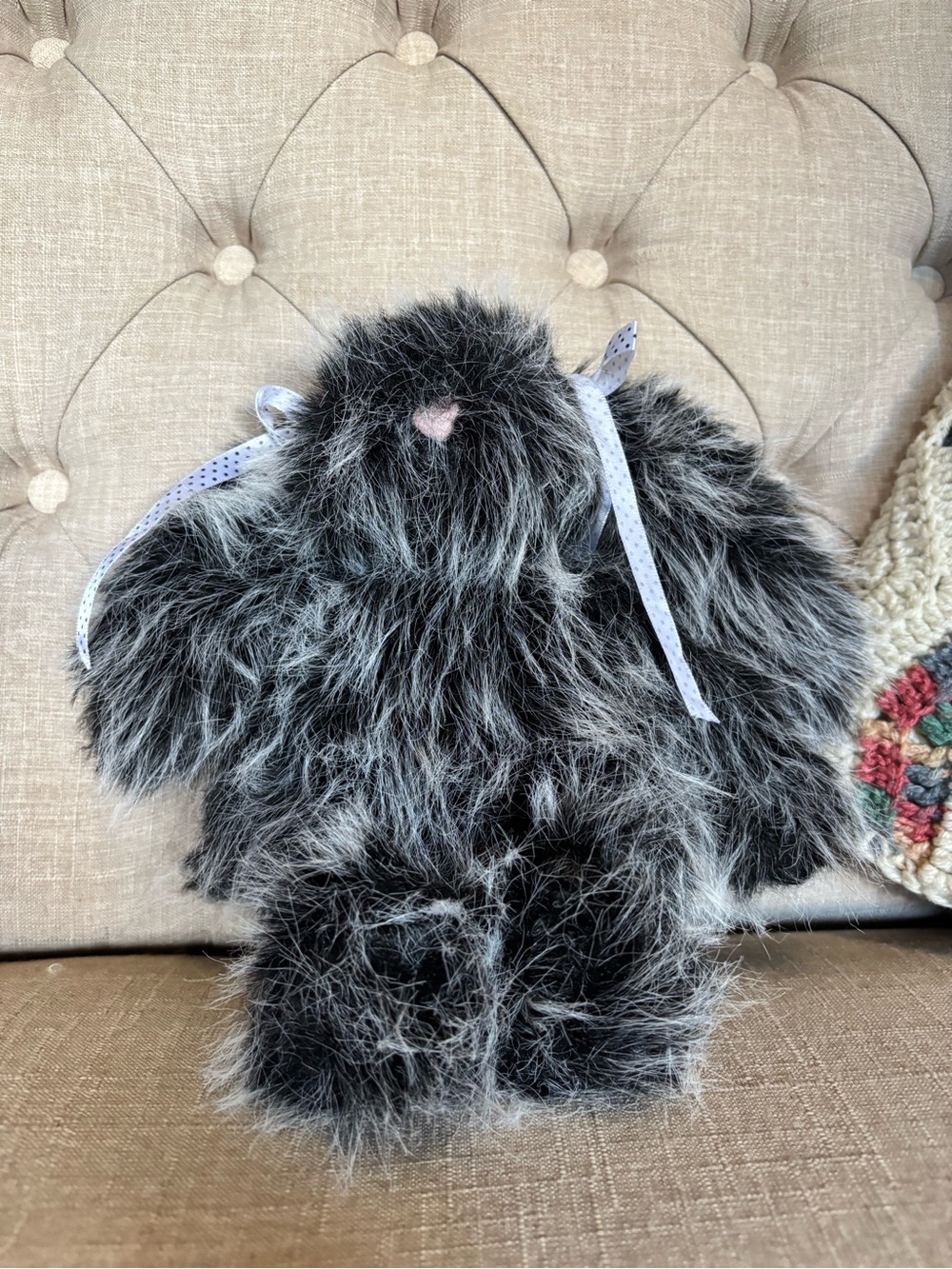 Jellycat Black and Gray Furry bunny